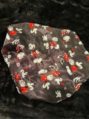 Disney Minnie Mouse Black Red Satin Sleep Cap
